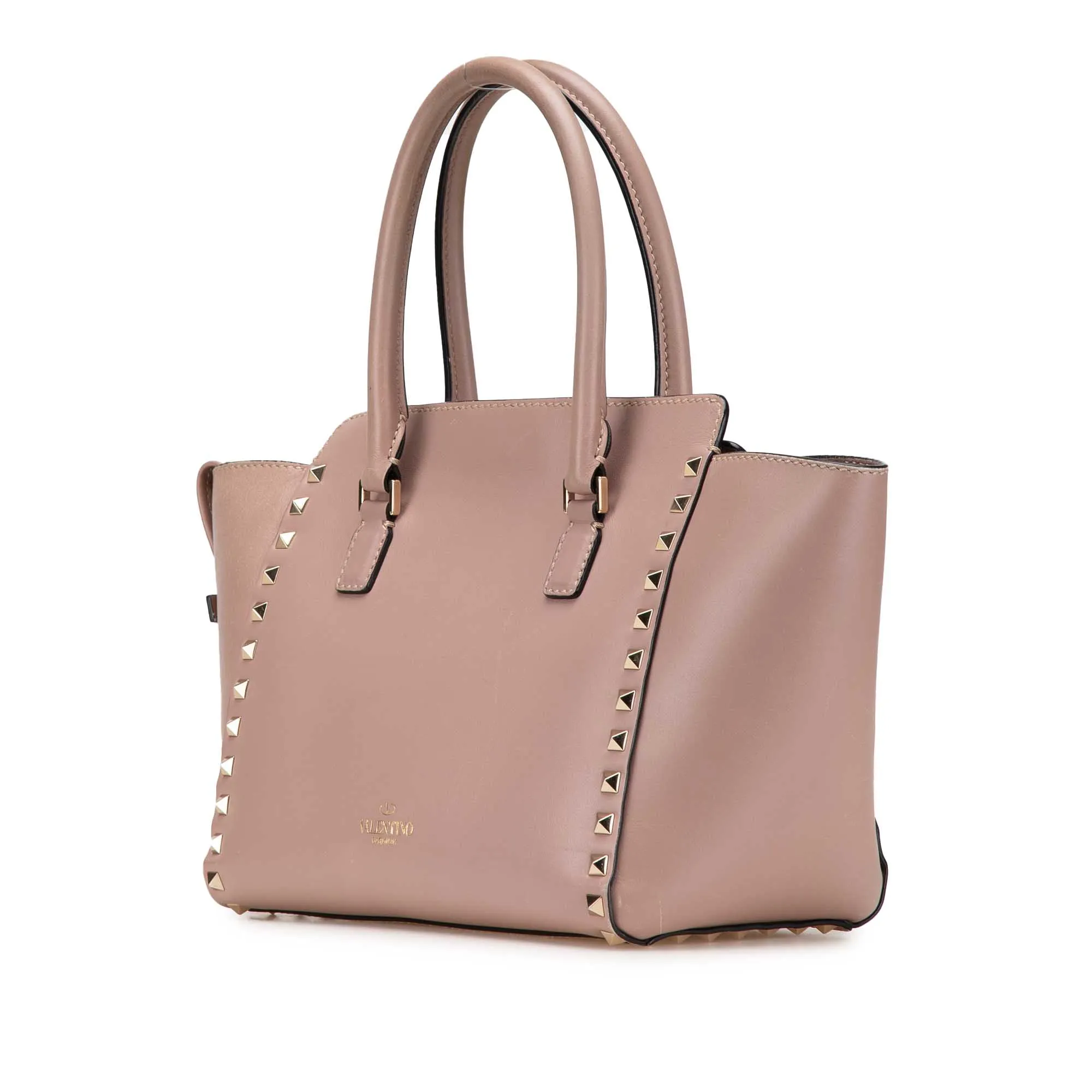 Valentino Small Leather Rockstud Double Handle Tote