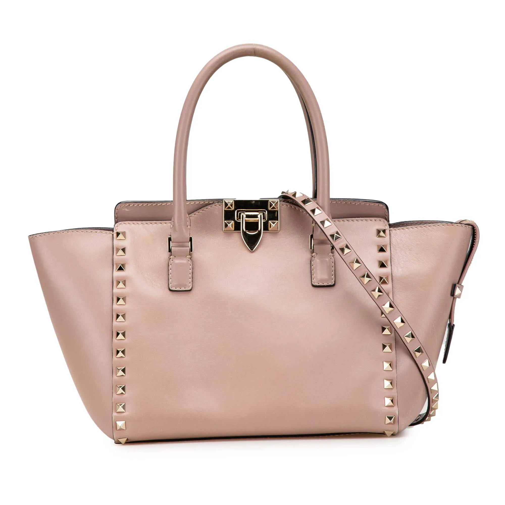 Valentino Small Leather Rockstud Double Handle Tote