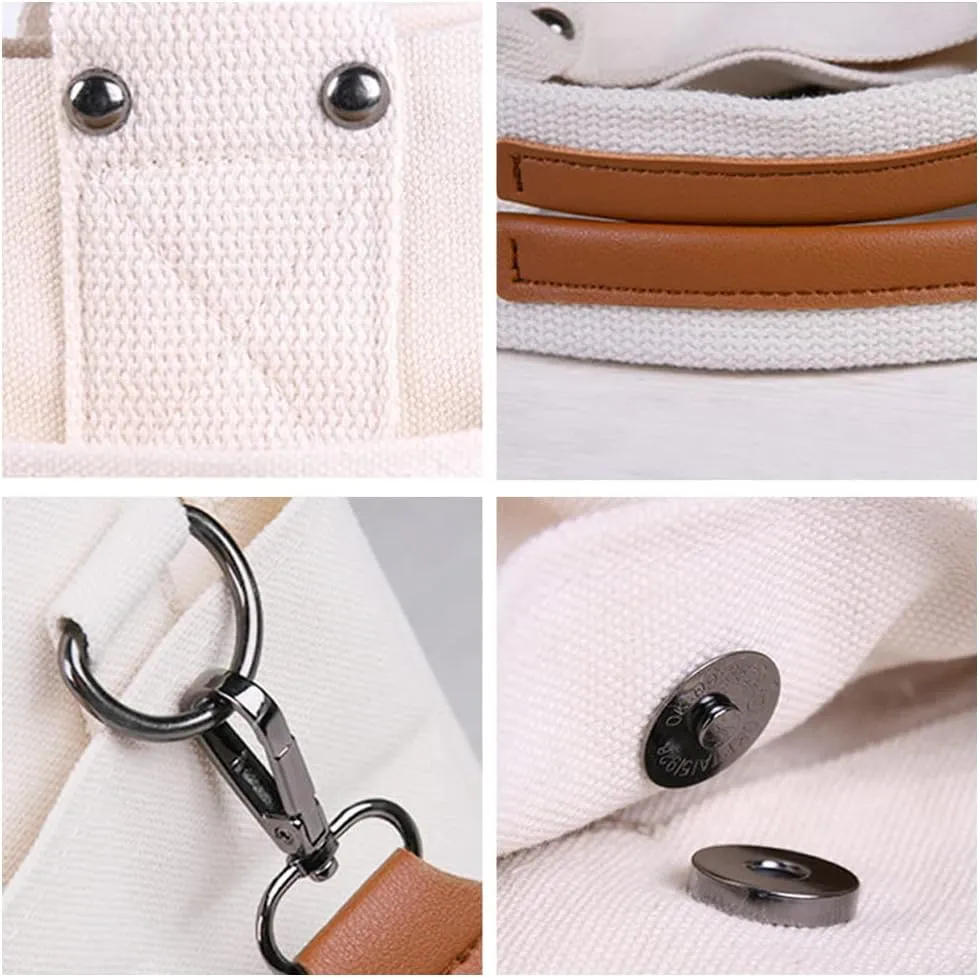 Valleycomfy Canvas Tote Bags for Women Large Shoulder Hobo Bags Handbags Purse Satchel Purses Multi-pockets Casual Work Bags