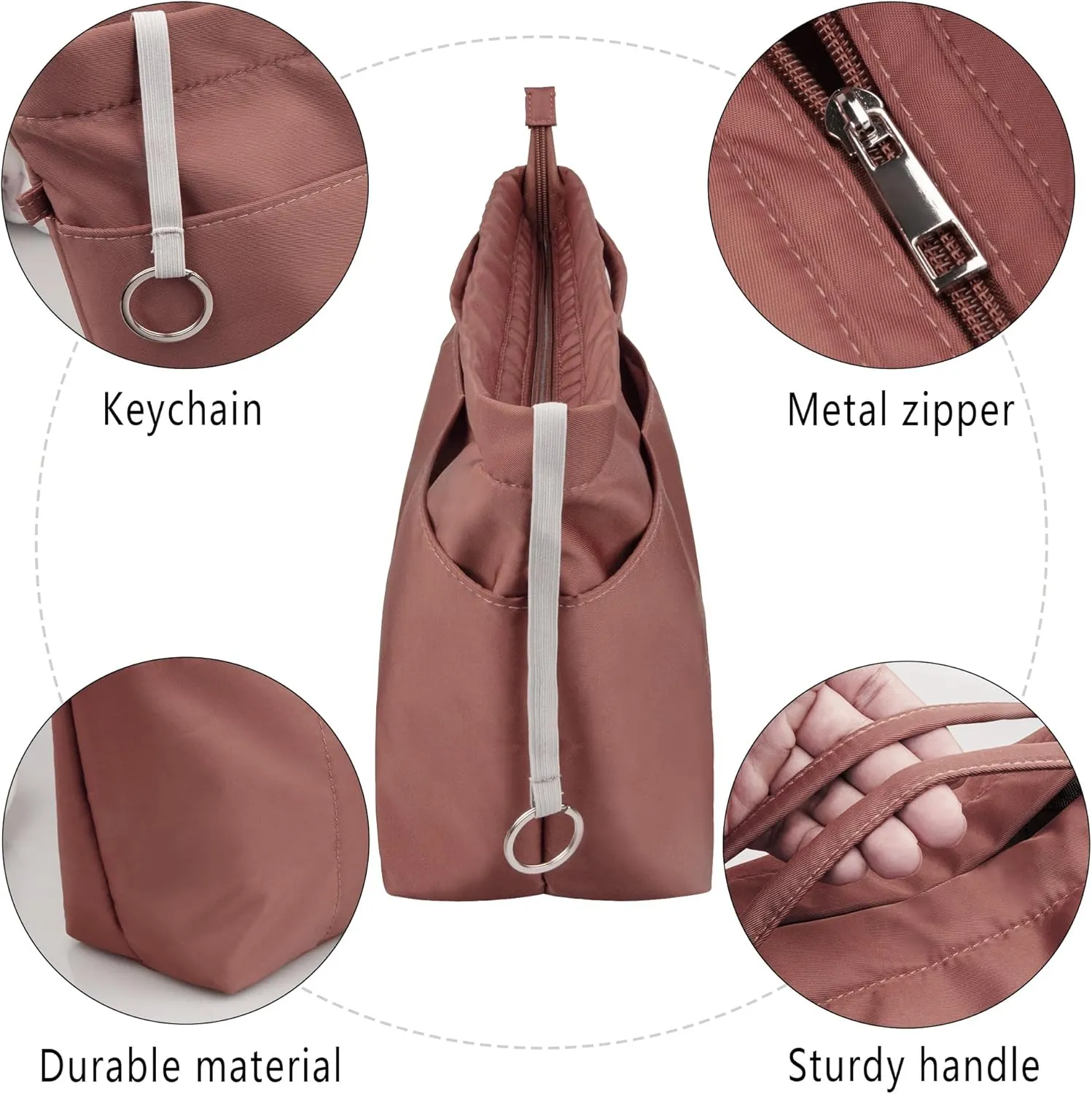 Vercord Purse Insert Organizers for Tote Handbag Bag in Bag with Zipper Liner Bag Organizer for Women 14 pockets