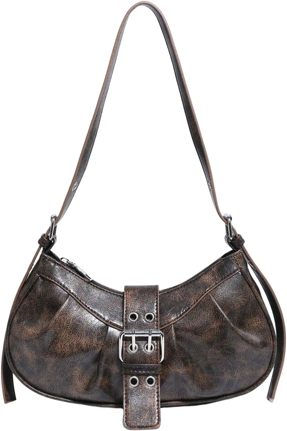 Verdusa Women's Punk Rivet PU Leather Shoulder Bags Casual Hobo Handbag