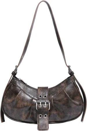 Verdusa Women's Punk Rivet PU Leather Shoulder Bags Casual Hobo Handbag