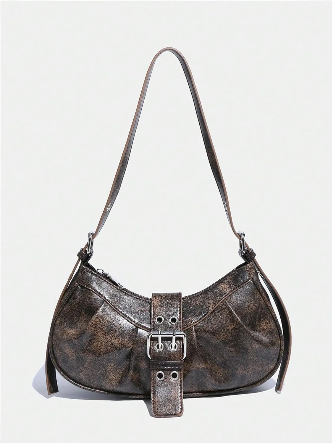 Verdusa Women's Punk Rivet PU Leather Shoulder Bags Casual Hobo Handbag