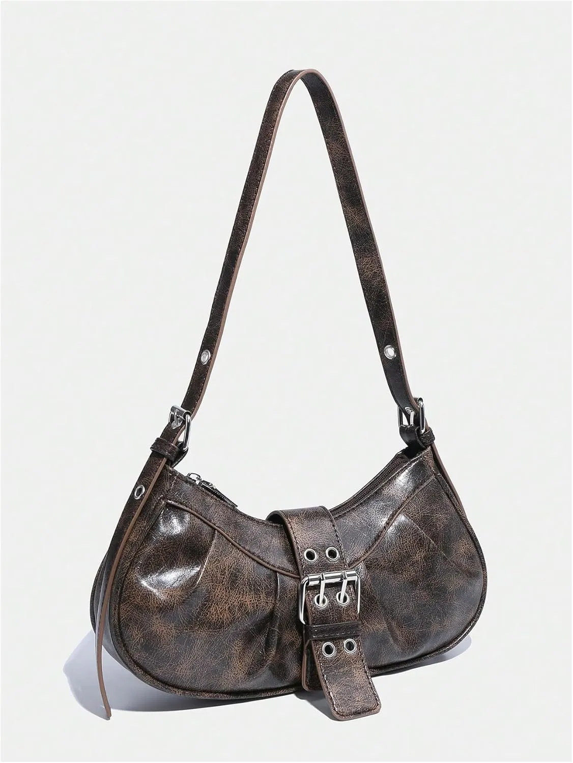 Verdusa Women's Punk Rivet PU Leather Shoulder Bags Casual Hobo Handbag