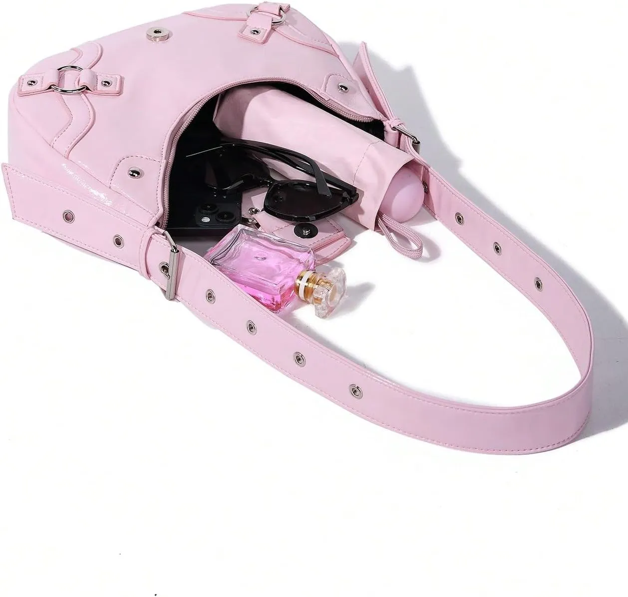 Verdusa Women's Studded PU Leather Clutch Shoulder Tote Handbag Adjustable Strap Boho Bags