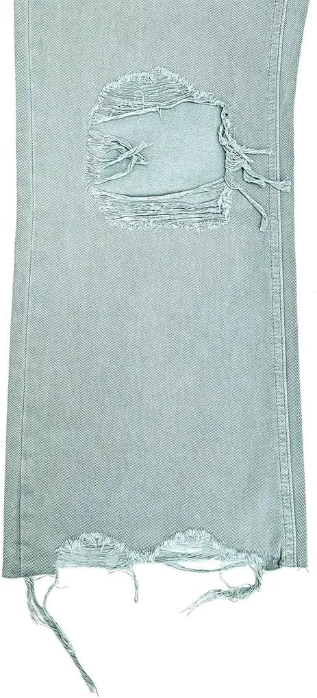 VERVET by Flying Monkey Distressed Cropped Flare Jeans Sage Blue High-Waist