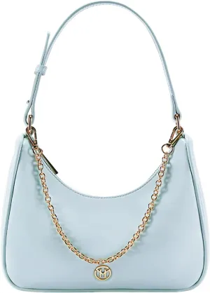 VICTORIA HYDE Clutch Bag Women's Small Shoulder Bag Retro Genuine Leather Shoulder Bag Vintage Handbag (Cyan)