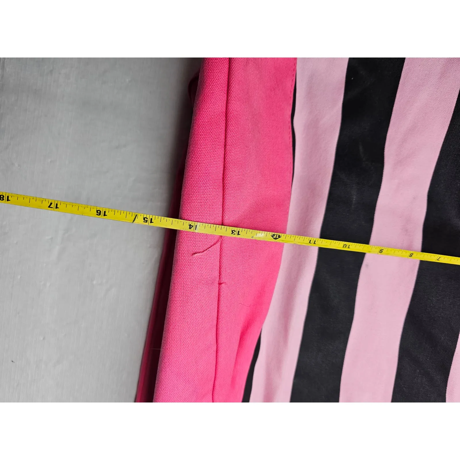Victorias Secret Womens Large Canvas Tote Overnight Bag Pink Black Striped