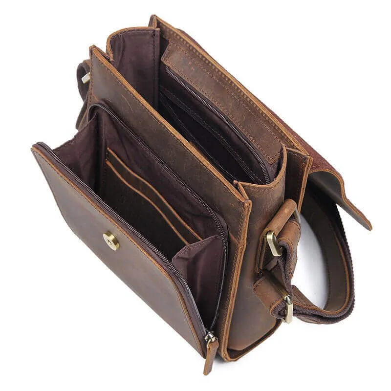 Vintage Crazy Horse Leather Crossbody Bag