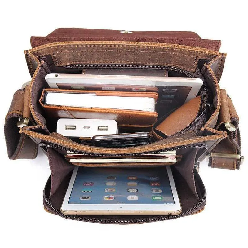 Vintage Crazy Horse Leather Crossbody Bag