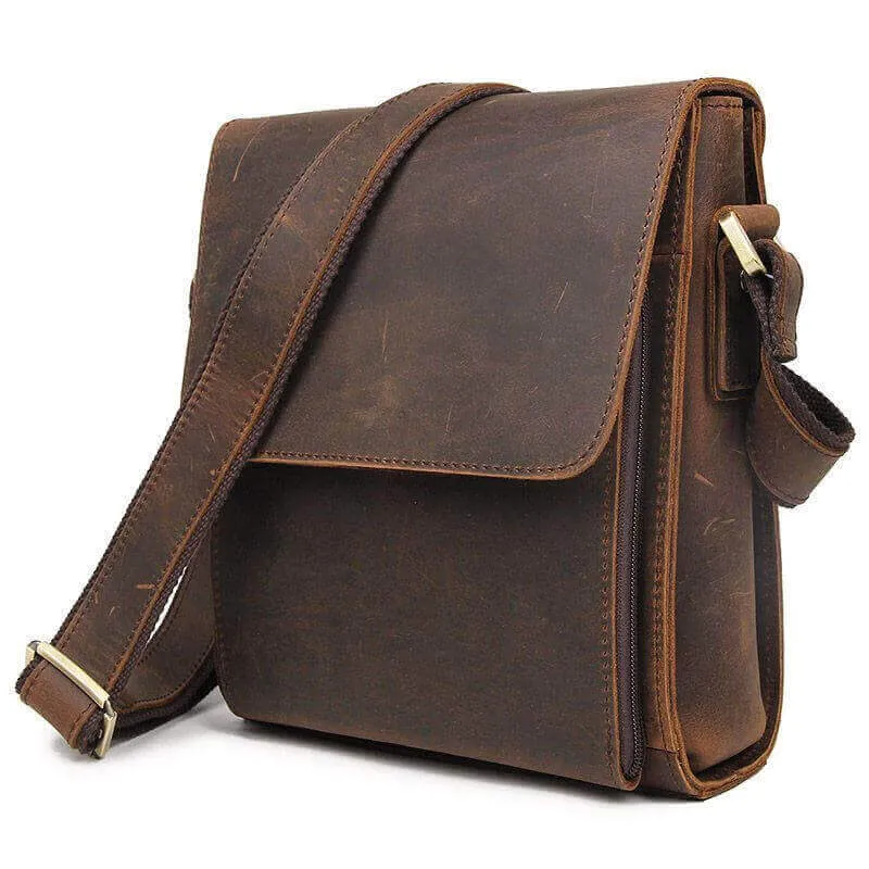 Vintage Crazy Horse Leather Crossbody Bag