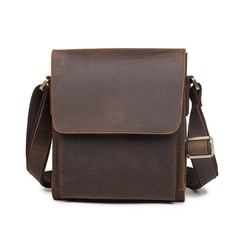 Vintage Crazy Horse Leather Crossbody Bag
