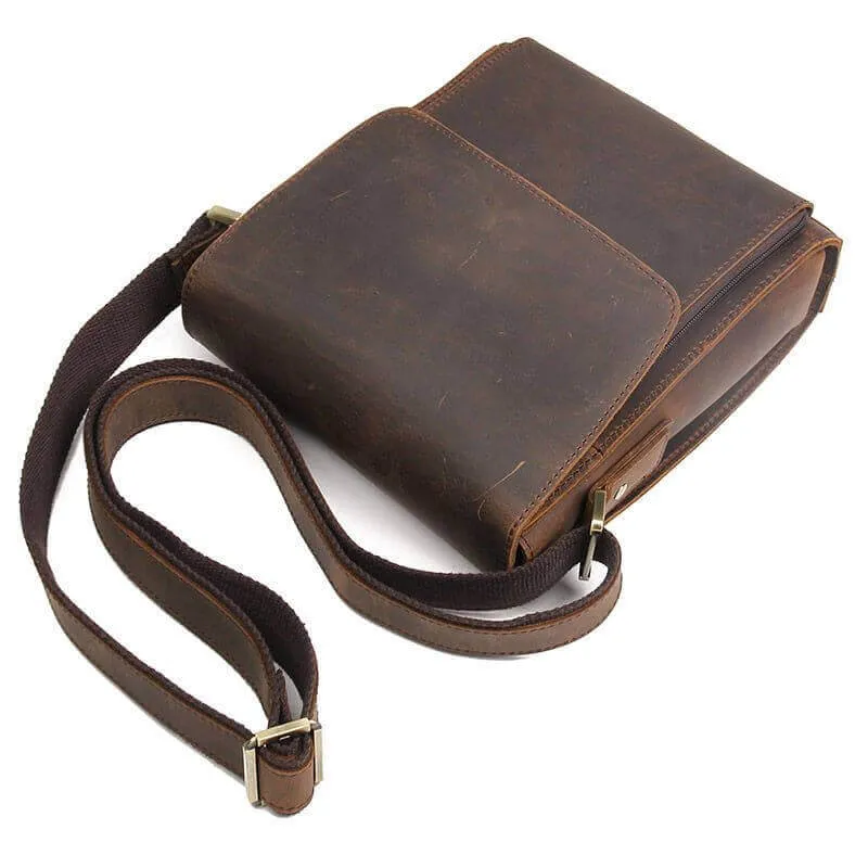 Vintage Crazy Horse Leather Crossbody Bag