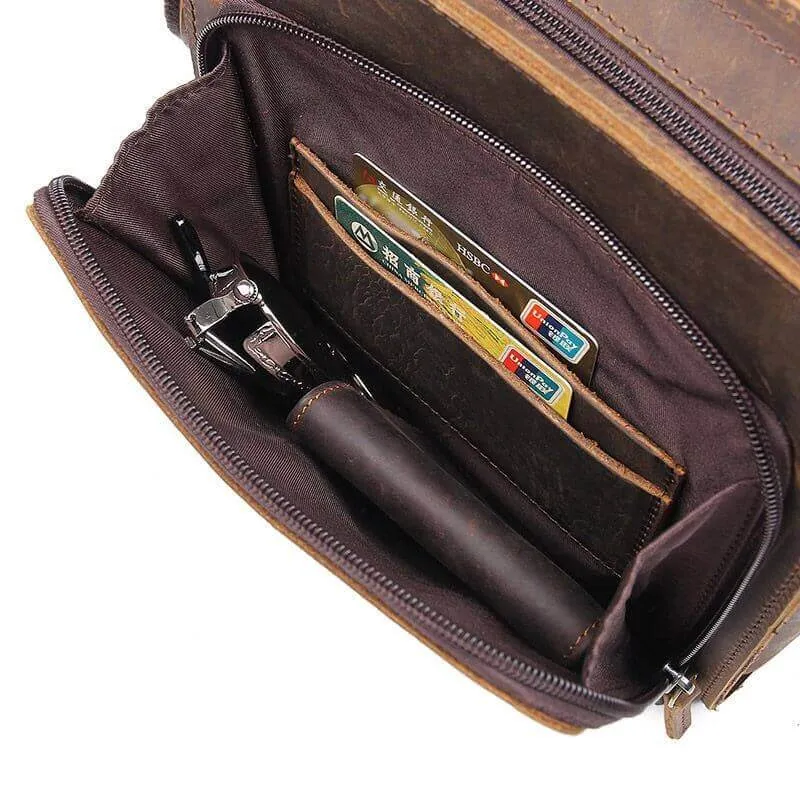 Vintage Crazy Horse Leather Crossbody Bag
