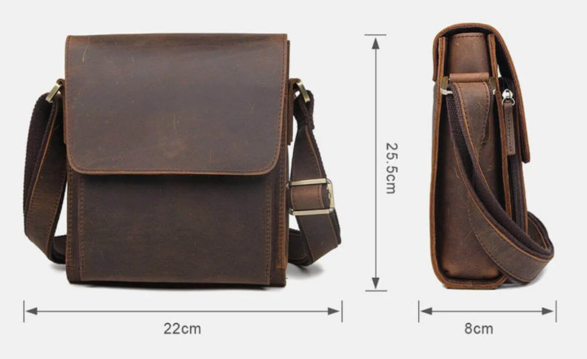 Vintage Crazy Horse Leather Crossbody Bag
