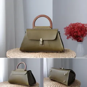 Vintage-Inspired Leather Bag with a Nostalgic Twist - Handcrafted Coal Oil Lamp Purse (olive)