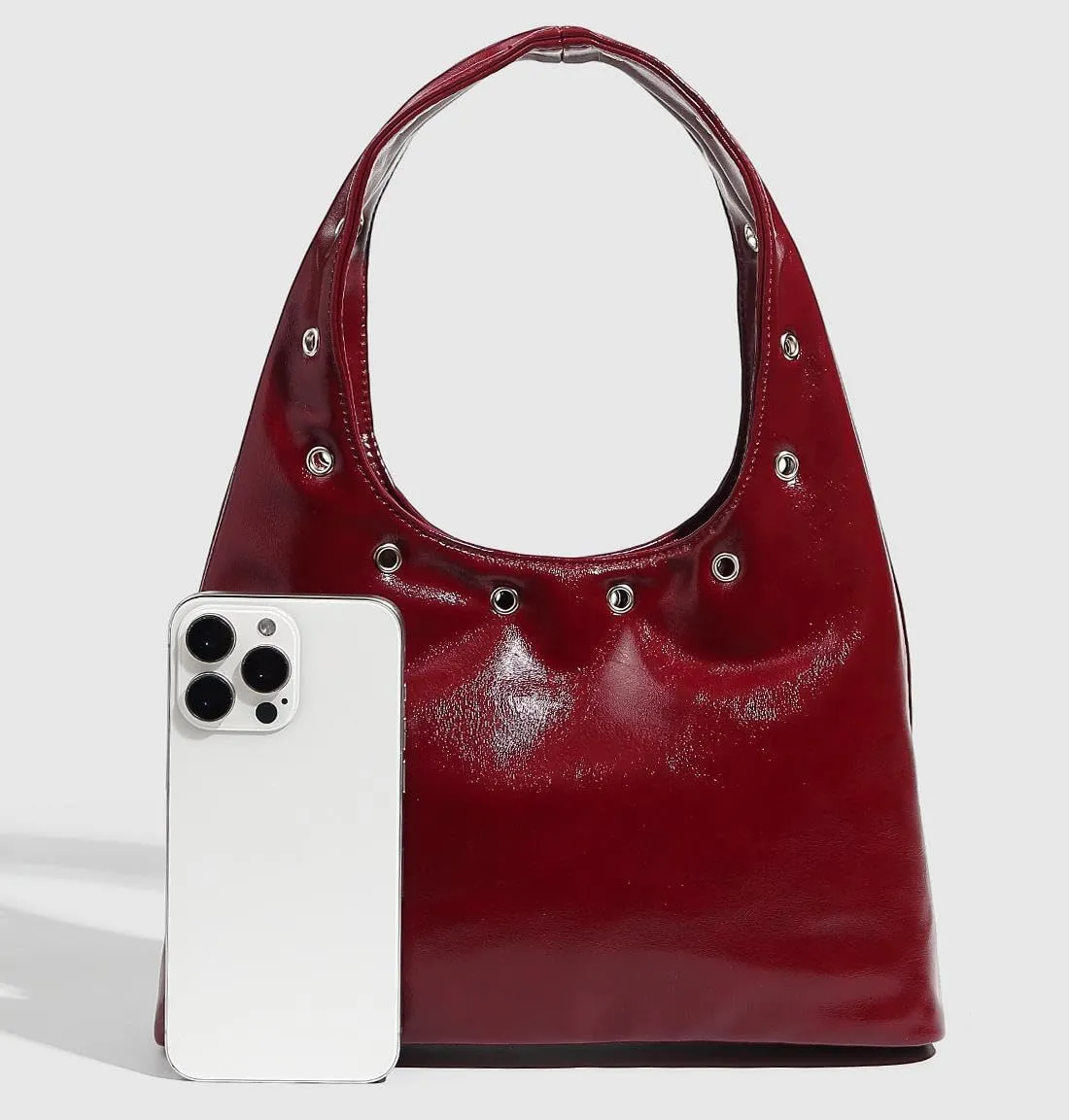 Vintage Tote Bag for Women Trendy Studded Shoulder Handbag Y2k Leather Purse Small Punk Rivet Underarm Bag Streetwear