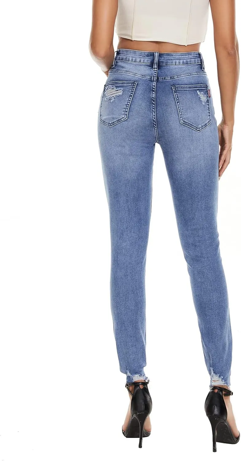 VIPONES Women Jeans High Waisted Skinny Stretchy Soft Slim Fit Distressed Comfy Classic Jeggings Denim Pants