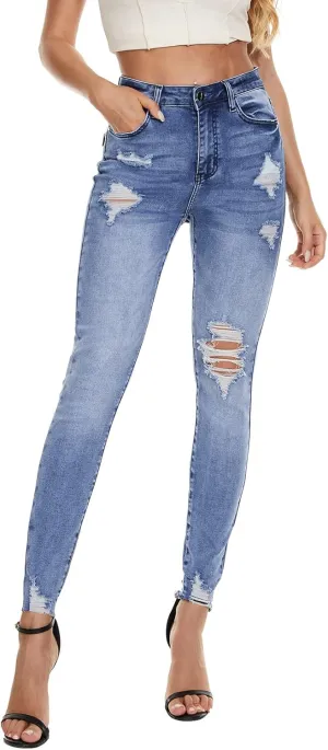 VIPONES Women Jeans High Waisted Skinny Stretchy Soft Slim Fit Distressed Comfy Classic Jeggings Denim Pants