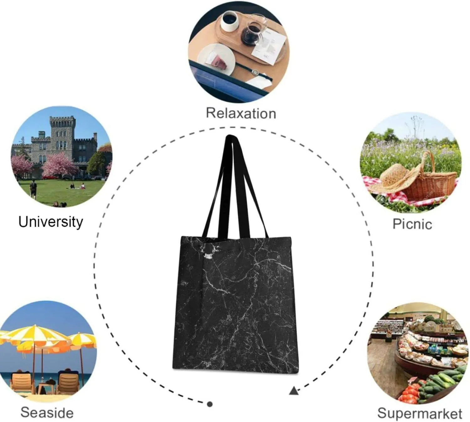 visesunny Women's Large Canvas Tote Shoulder Bag Eiffel Tower Stripe Floral Top Storage Handle Shopping Bag Casual Reusable Tote Bag for Beach,Travel,Groceries,Books