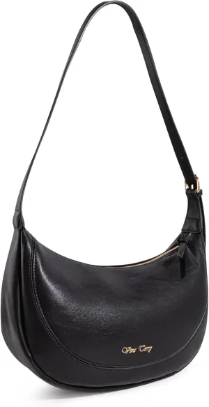Viva Terry Vegan Leather Crescent Bag Casual Shoulder Purse and Handbag for Women with Adjustable Strap and Tassel