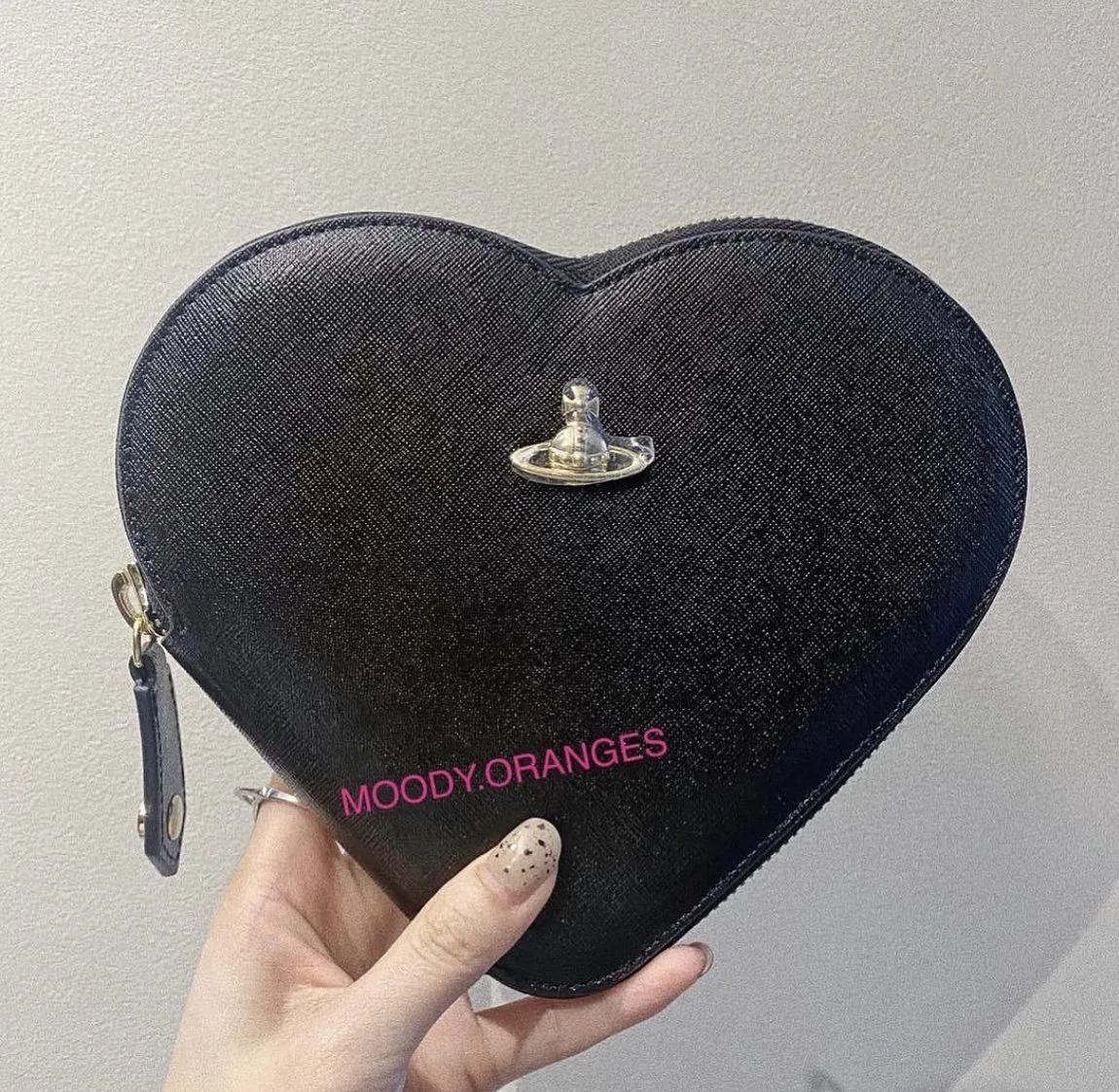 Vivienne Westwood New Heart Saffiano Leather Shoulder Bag