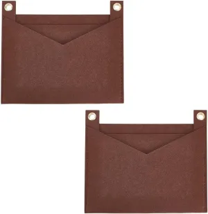 WADORN 2pcs Felt Purse Insert Organizer, Mini Handbag Shaper Rectangle Pocket Insert Liner Envelope Bag Organizer Insert with Grommets Bag in Bag for Women Clutch Pochette Purse, 7.2x8.6 Inch, Brown