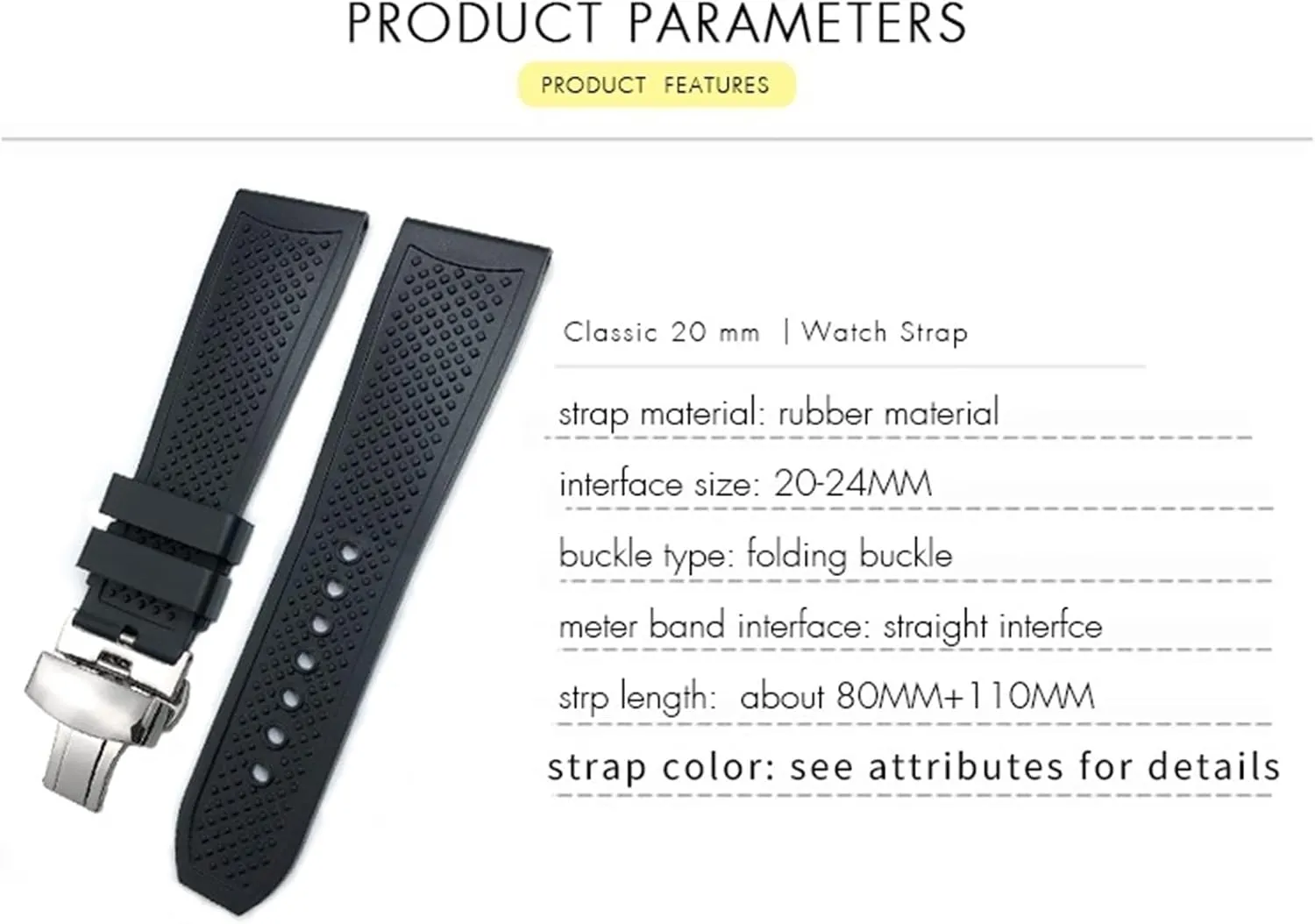 Watch Strap Rubber Strap Silicone Strap Universal Strap Buckle Strap Cowhide Strap Nylon Leather Silicone Strap Folding Buckle Strap Watch Strap Strap