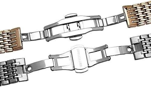 Watch Straps Stainless Steel Watchbands 13mm 18mm Thin Metal Watch Chain Replacement Female Strap Replacement Strap (Color : Gold, Size : 20mm)