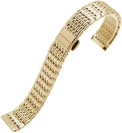 Watch Straps Stainless Steel Watchbands 13mm 18mm Thin Metal Watch Chain Replacement Female Strap Replacement Strap (Color : Gold, Size : 20mm)