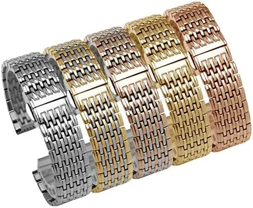 Watch Straps Stainless Steel Watchbands 13mm 18mm Thin Metal Watch Chain Replacement Female Strap Replacement Strap (Color : Gold, Size : 20mm)