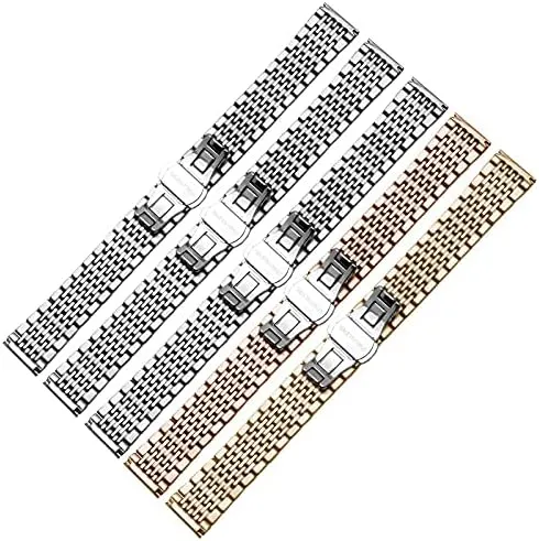 Watch Straps Stainless Steel Watchbands 13mm 18mm Thin Metal Watch Chain Replacement Female Strap Replacement Strap (Color : Gold, Size : 20mm)