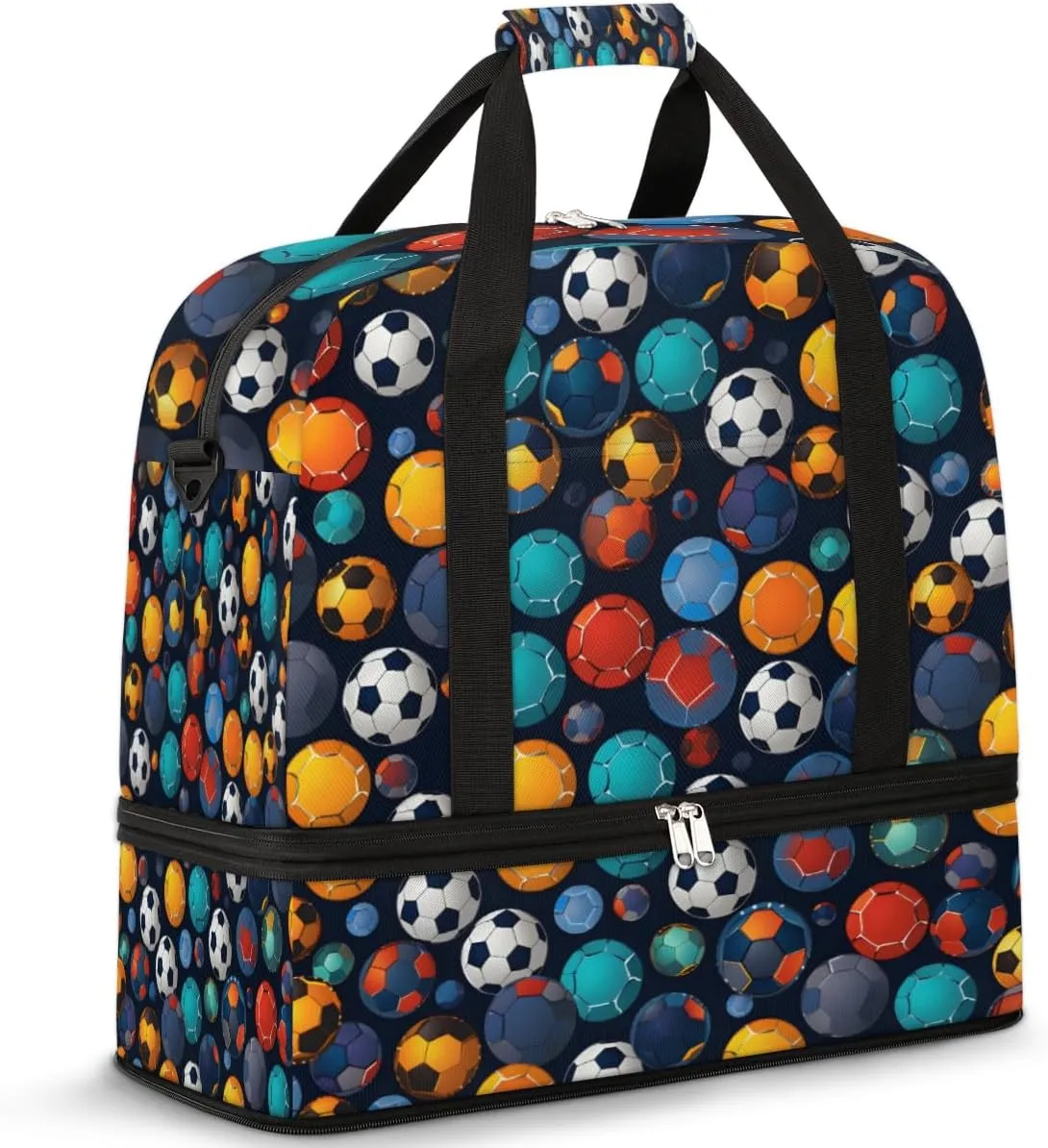 Watercolor Football Foldable Duffle Bag with Shoes Compartment Large Capacity Waterproof Travel Weekender Bag Overnight Bag for Sports Gym