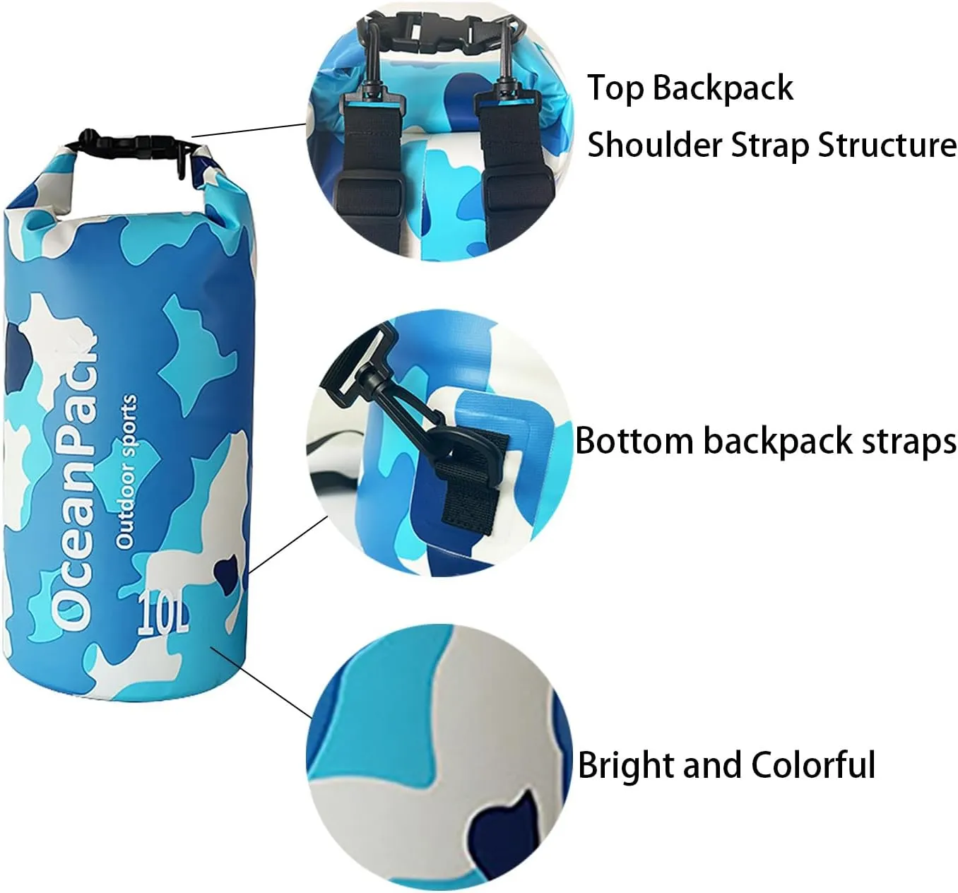 Waterproof Dry Bag 5L/10L/20L for men- PVC Material, Camo Design, Single/Dual Shoulder Straps for Kayaking, Swimming, Beach, Boating & Outdoor Activities (GRAY CAMO, 20L)