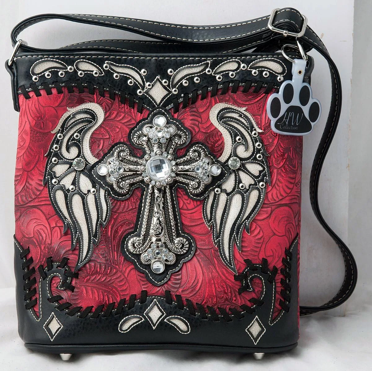 Western Purse Cross Wings Stitching Women Crossbody Handbag Country Shoulder Bag