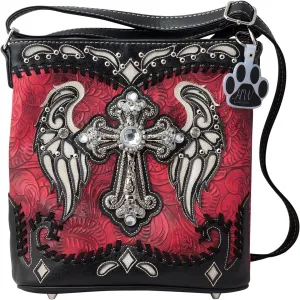 Western Purse Cross Wings Stitching Women Crossbody Handbag Country Shoulder Bag