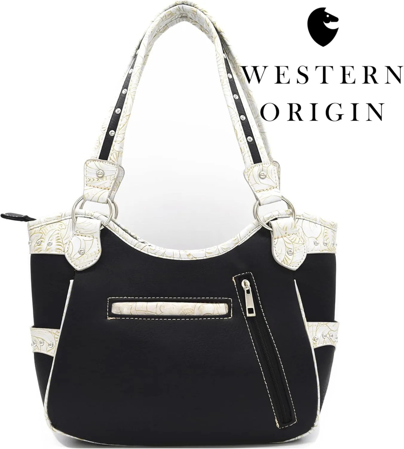 Western Style Rhinestone Cross Studded Laser Cut Wings Tooled Leather Purse Women Handbags Country Shoulder Bag Wallet Set