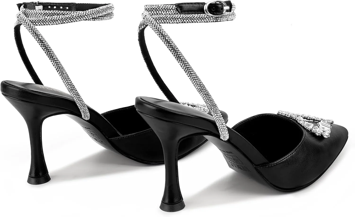 wetkiss Silver Heels for Bride - Sparkly Wedding Heels with Rhinestones, Strappy Closed Toe Pumps for Women, Formal Shoes