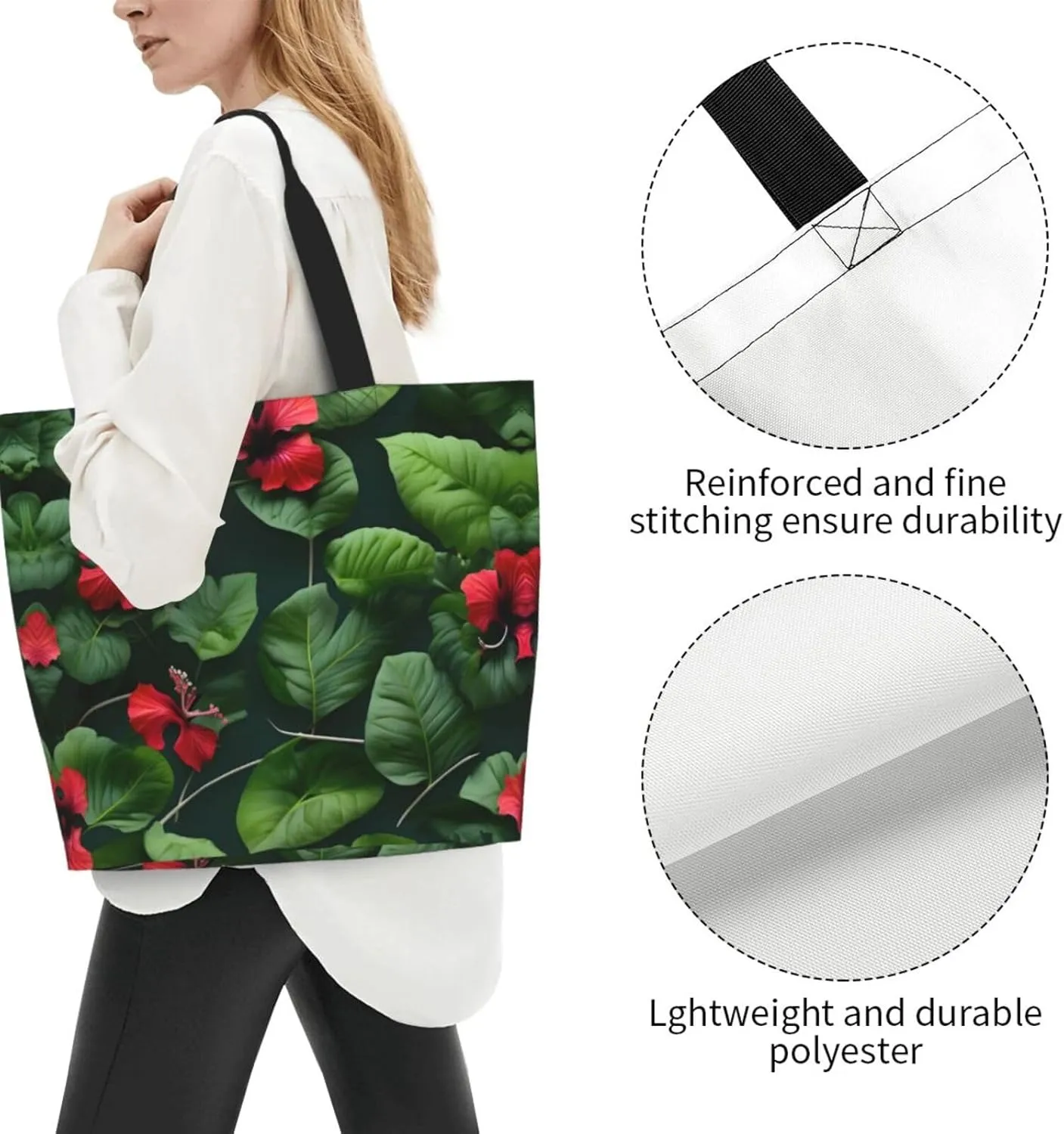 White Blue Daisy Women Tote Bag,Casual Tote'S Handbag Big Capacity Shoulder Bag Crossbody Bag