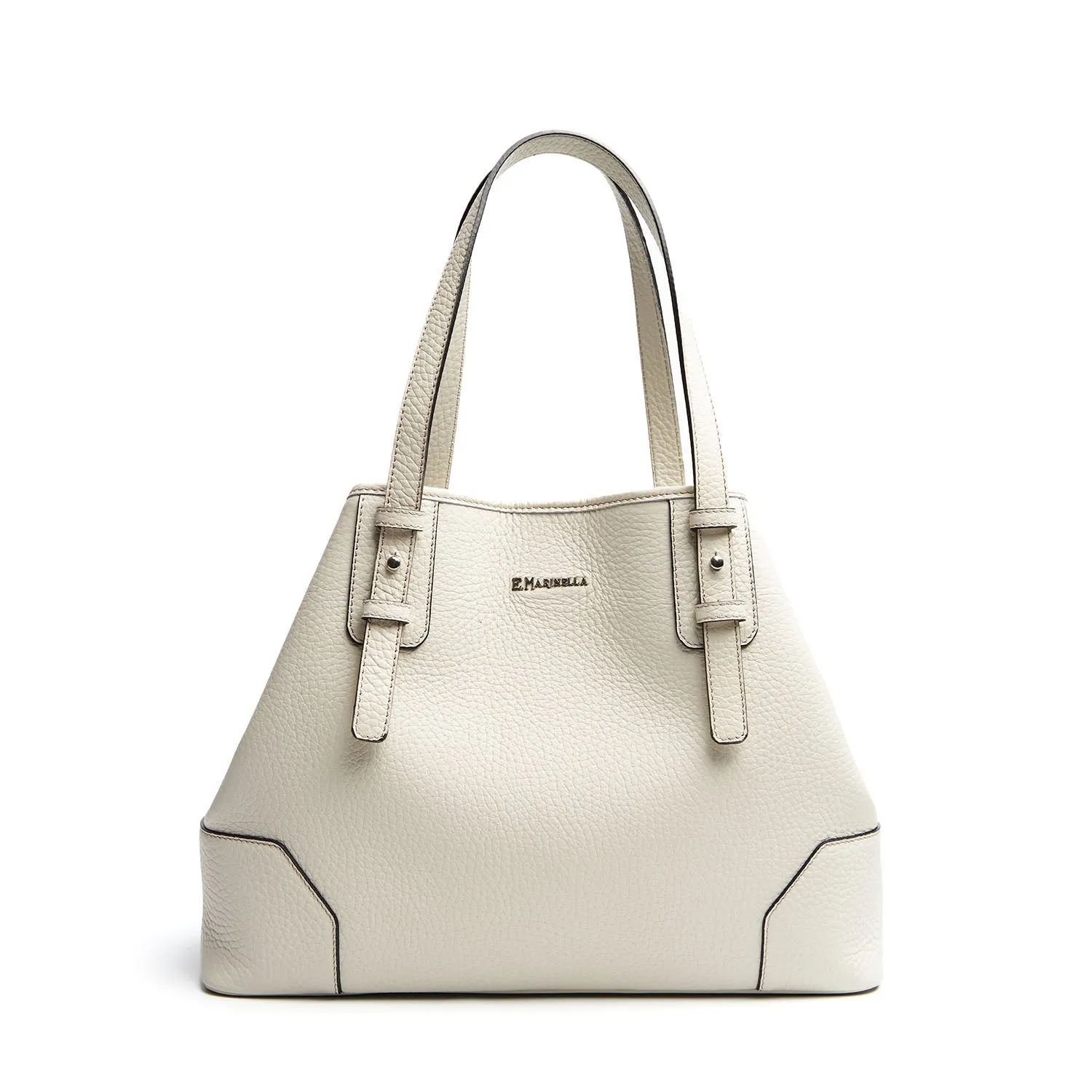 WHITE TEXTURED LEATHER TOTE BAG