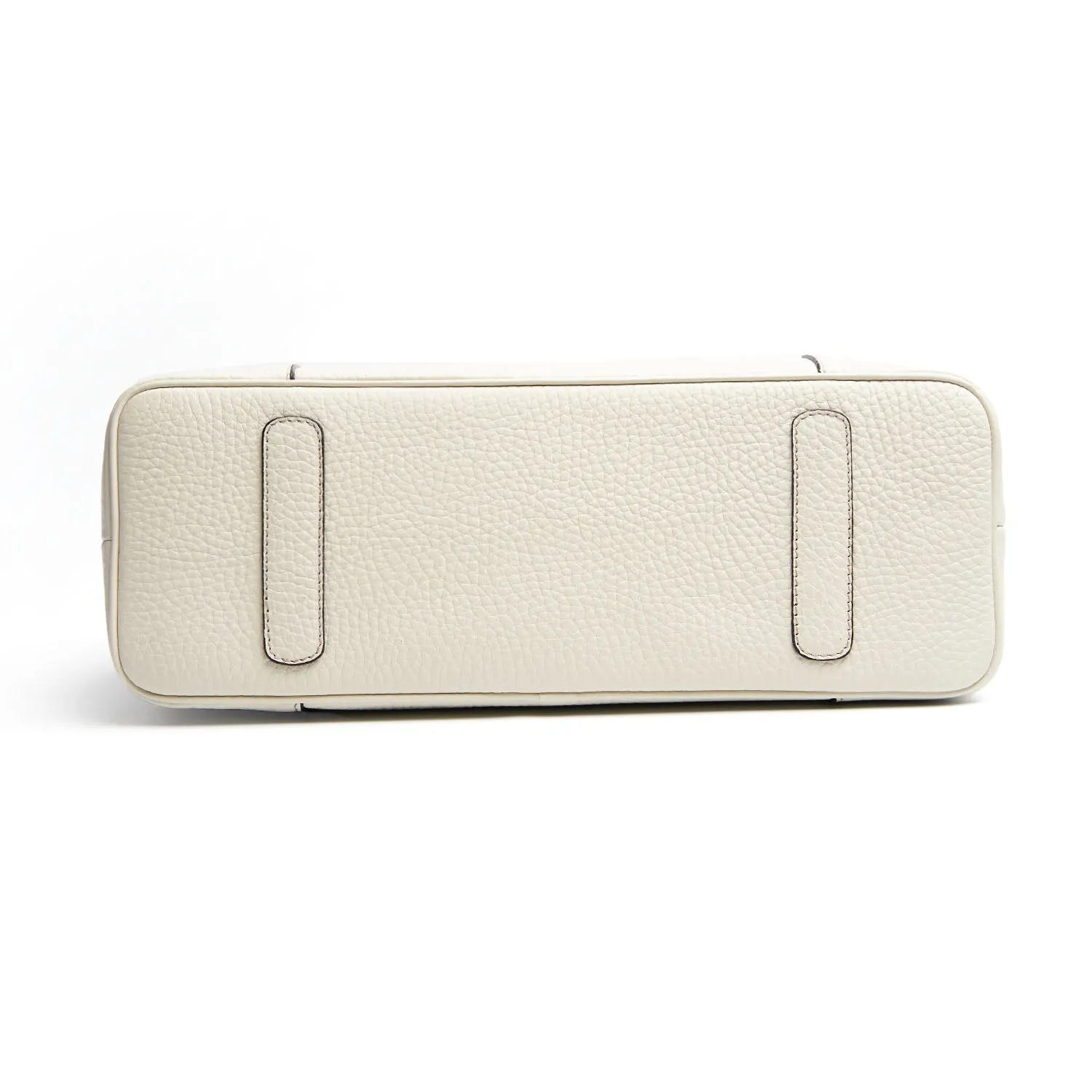 WHITE TEXTURED LEATHER TOTE BAG