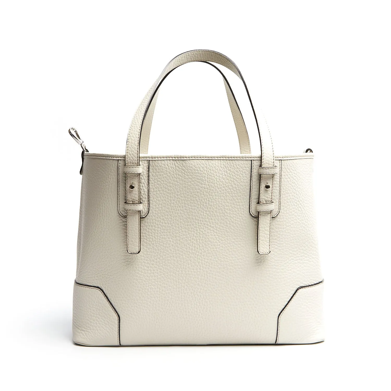 WHITE TEXTURED LEATHER TOTE BAG