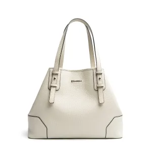 WHITE TEXTURED LEATHER TOTE BAG