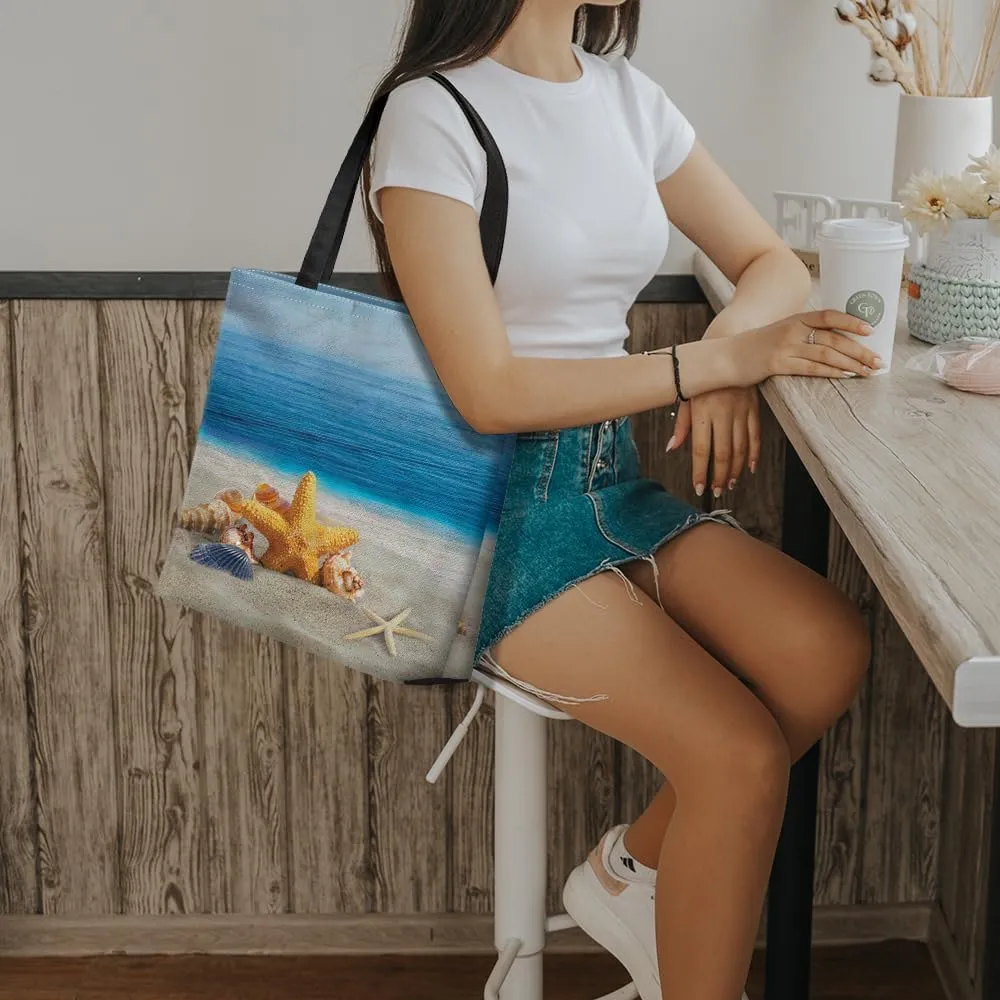 WIRESTER Big Tote Bag With Inner Pocket, Reusable Canvas Tote Bag for Women Girl, Beach Bag, Grocery Shopping Bag, Travel Bag