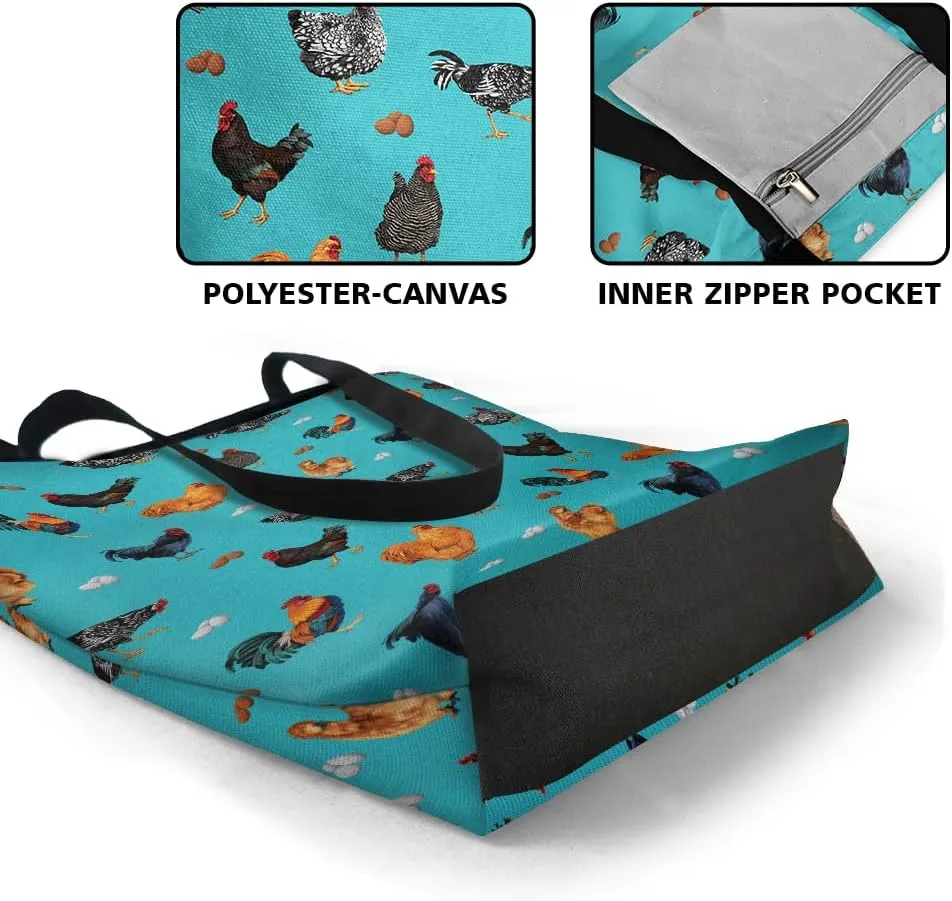 WIRESTER Big Tote Bag With Inner Pocket, Reusable Canvas Tote Bag for Women Girl, Beach Bag, Grocery Shopping Bag, Travel Bag