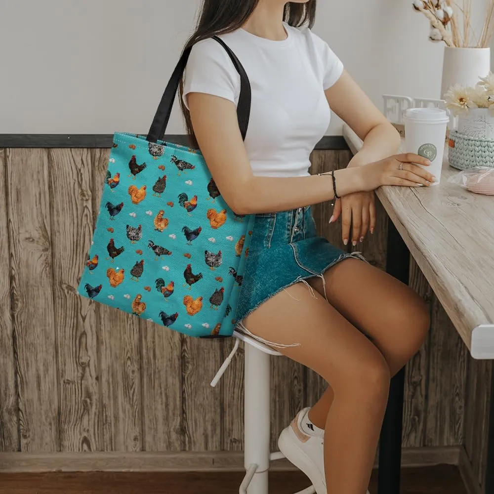 WIRESTER Big Tote Bag With Inner Pocket, Reusable Canvas Tote Bag for Women Girl, Beach Bag, Grocery Shopping Bag, Travel Bag