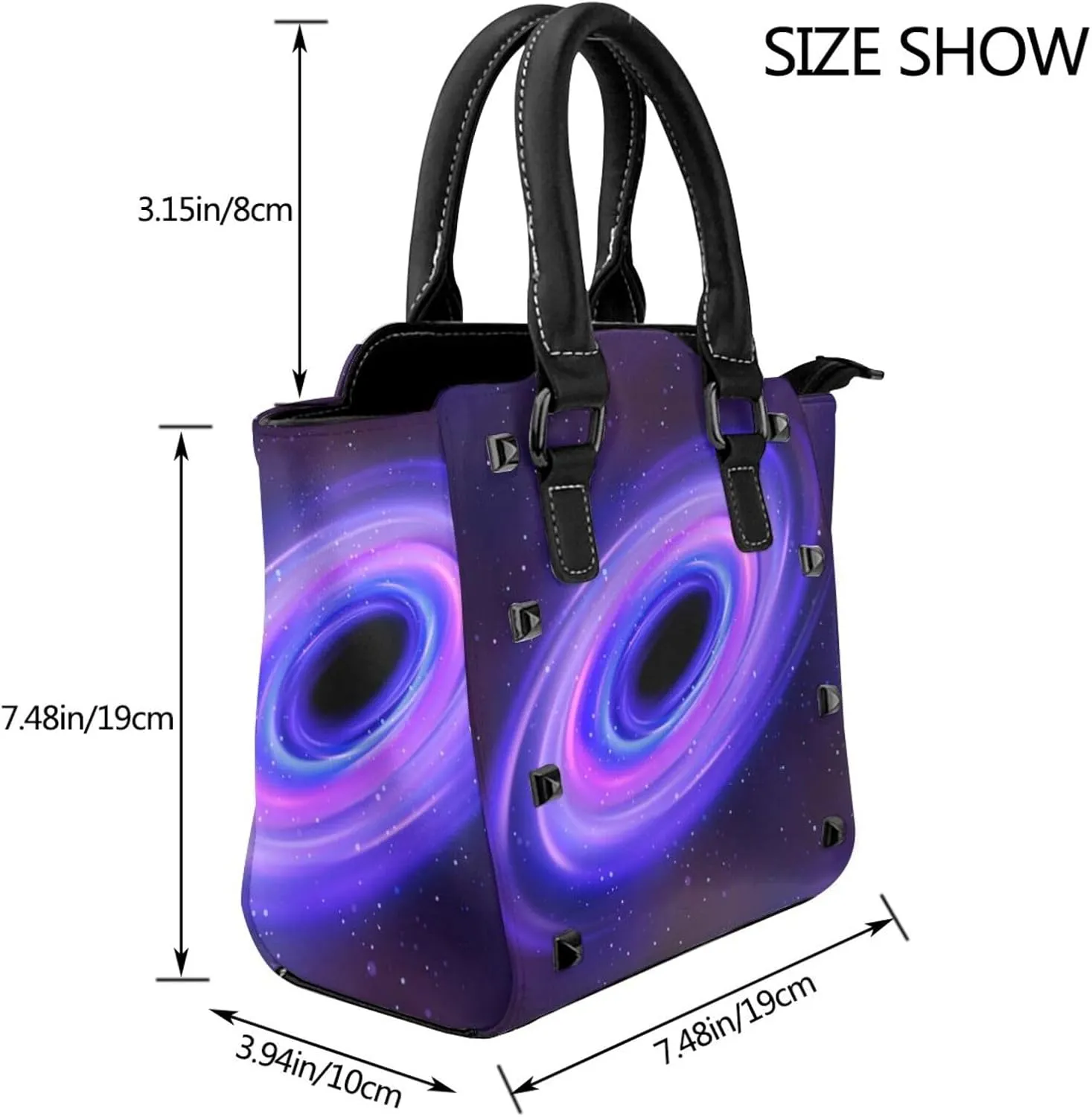 Women Fashion Tote Bag PU Leather Rivet Studded Ladies Purse Shoulder Bag Satchel Work Shopping Bag