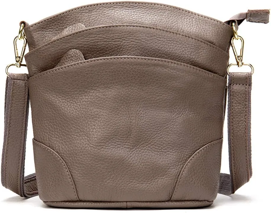 Women Genuine Leather Shoulder Bag Floral-Embossed Crossbody Bag Handbag Purse for Women