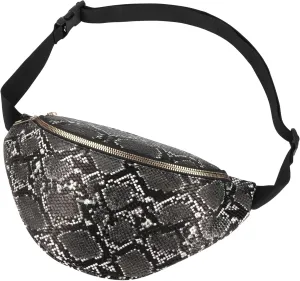 Women Girls Fanny Pack Fashion Snakeskin Print Pattern Waist Bag Adjustable Crossbody Purse Phone Pouch