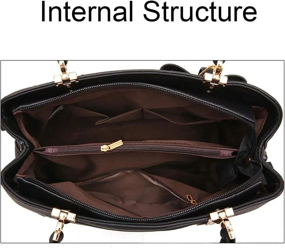 Women Handbag PU Leather Messenger Bags Top Handle Satchel Rose Embroidery Tote Bag